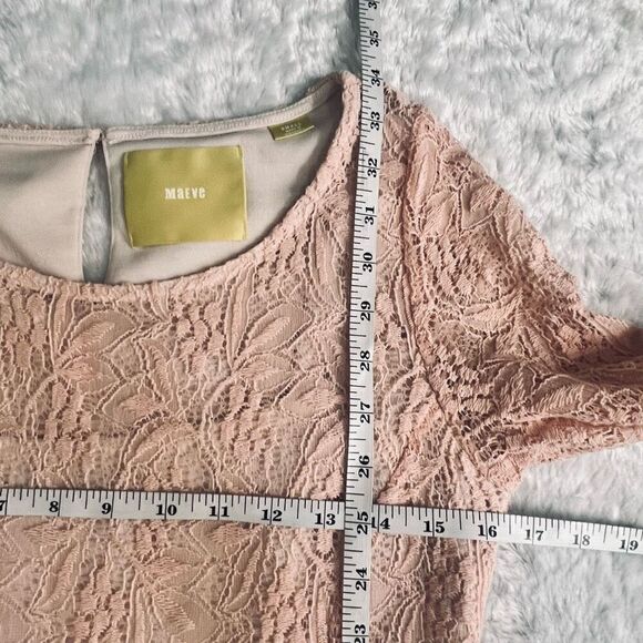 Maeve Womens Blush Pink 3/4 Sleeve Keyhole Scoop Neck Lace A-Line Dress Small - Picture 8 of 9